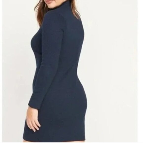 Old Navy Dresses & Skirts - Old Navy Navy Blue Ribbed Knit Mock Neck Long Sleeve Bodycon Mini Dress L